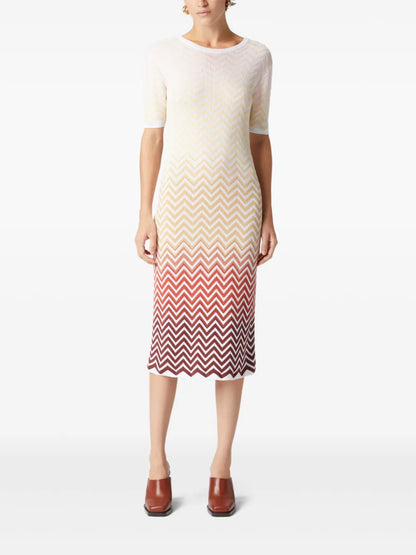 Zigzag-Woven Midi Dress