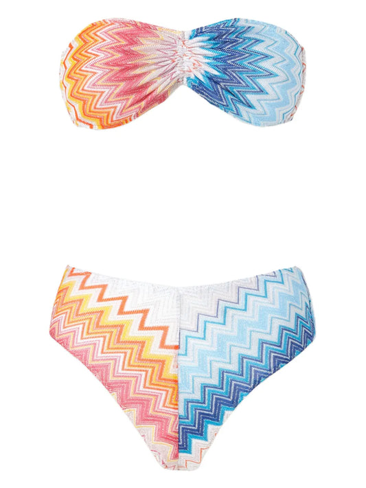Zigzag-Knit Bikini Set