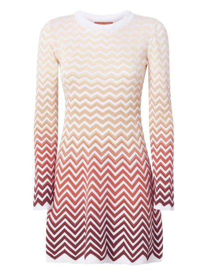 Zigzag-Pattern Mini Dress