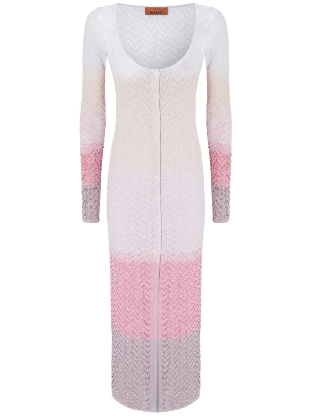 Chevron-Knit Long Cardigan