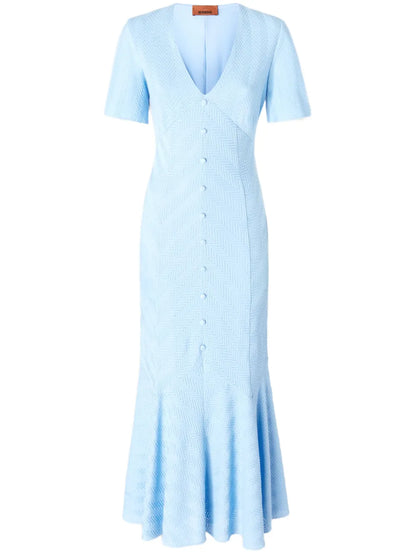 Chevron-Woven Maxi Dress