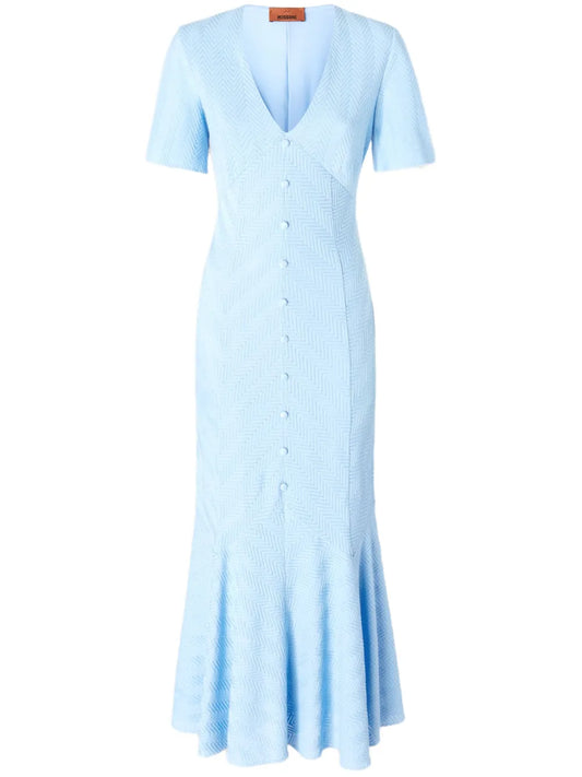 Chevron-Woven Maxi Dress