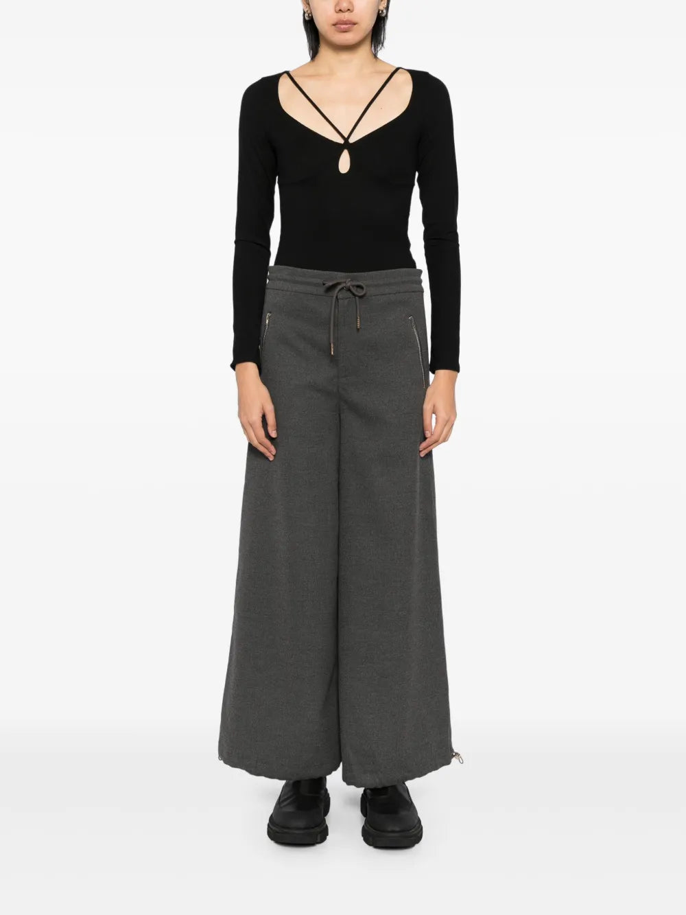 Flannel Wide-Leg Pants