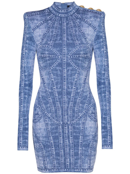 Knitted Jacquard Mini Dress