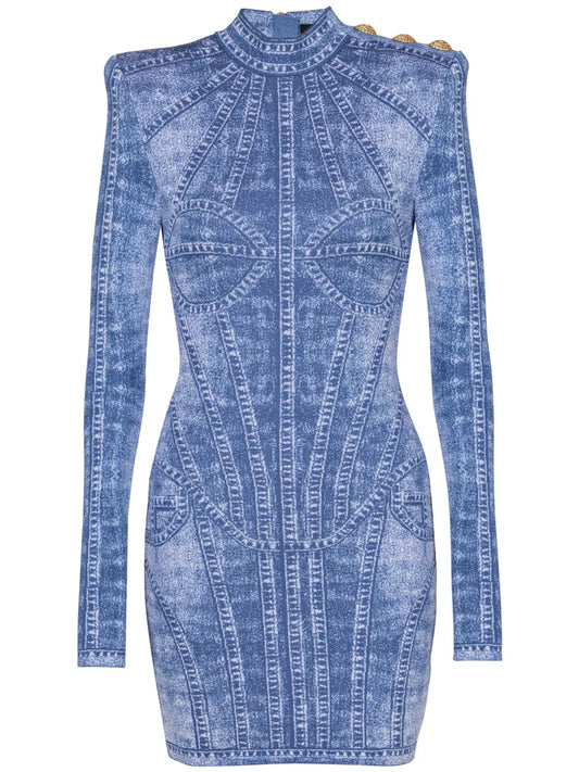 Knitted Jacquard Mini Dress