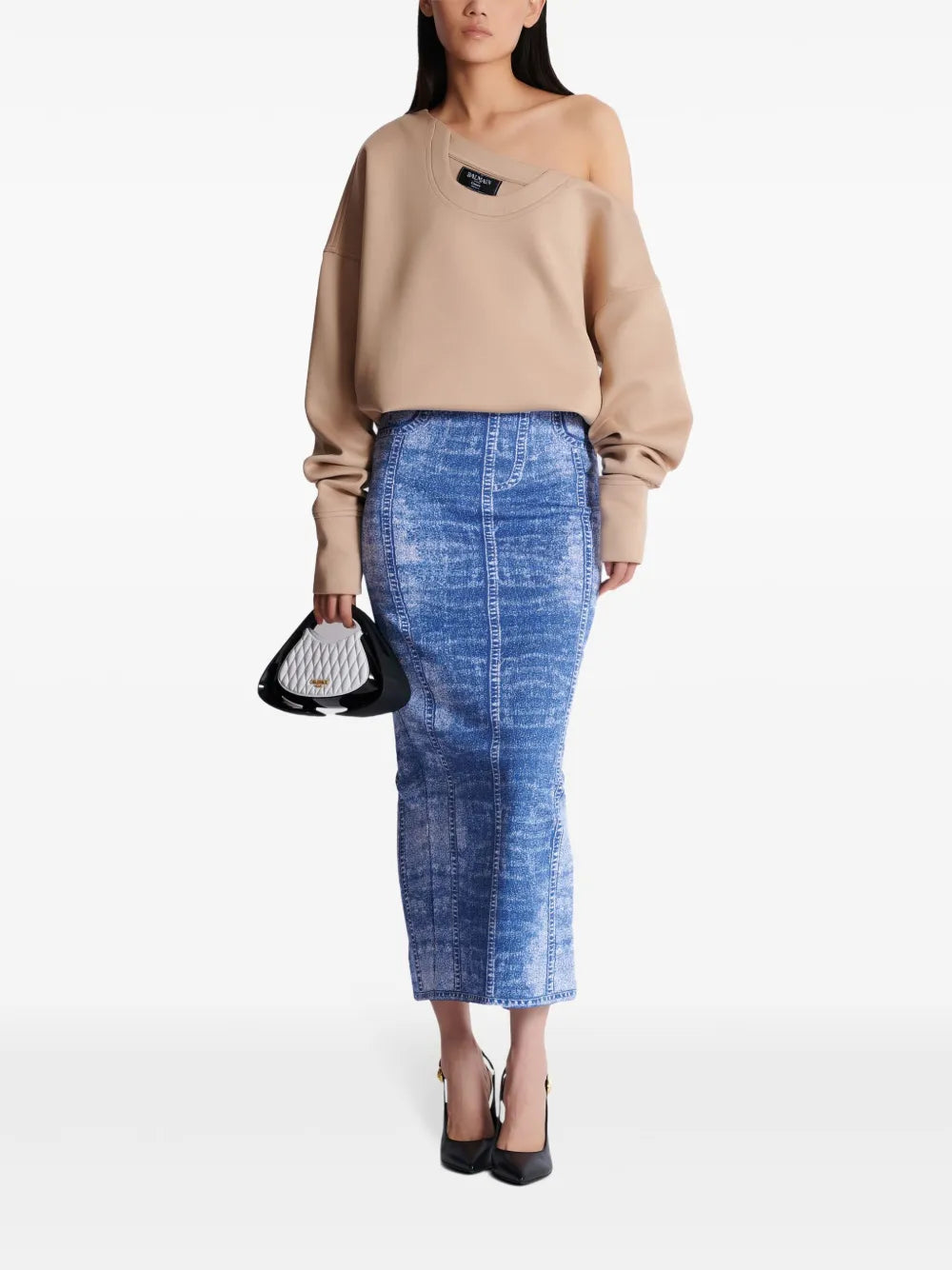 Asymmetric Off-Shoulder Sweatshirt