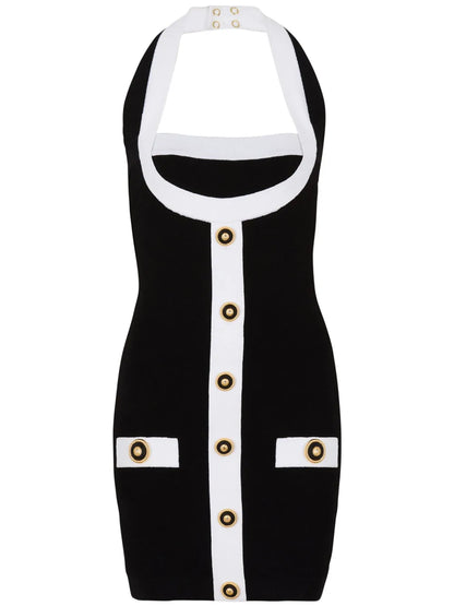 Two-Tone Halterneck Dress