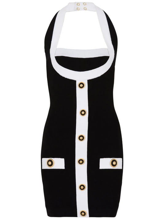 Two-Tone Halterneck Dress