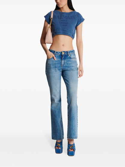Embroidered Cropped T-Shirt