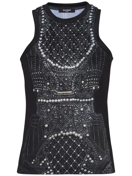 Embroidery-Print Tank Top