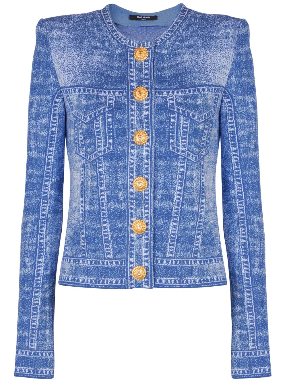 Denim-Effect Cardigan