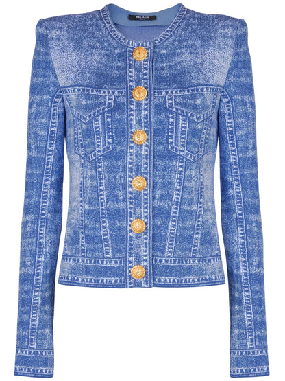 Denim-Effect Cardigan