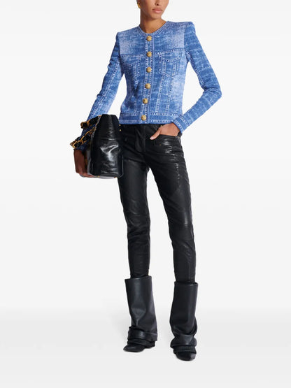 Denim-Effect Cardigan