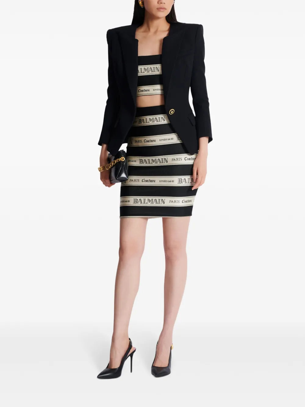 Ribbon-Jacquard Crop Top