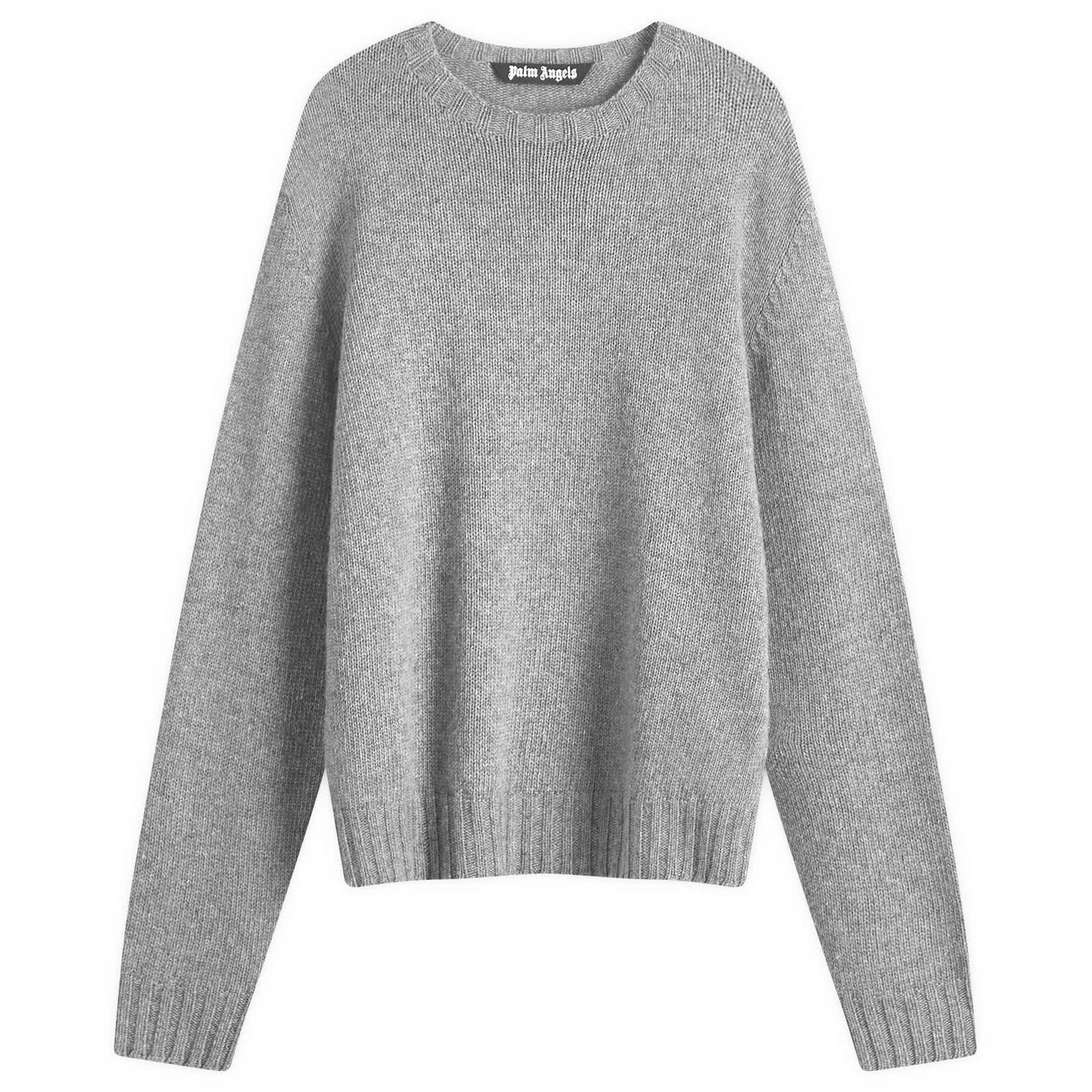 Curved Logo Melange Crew Knit