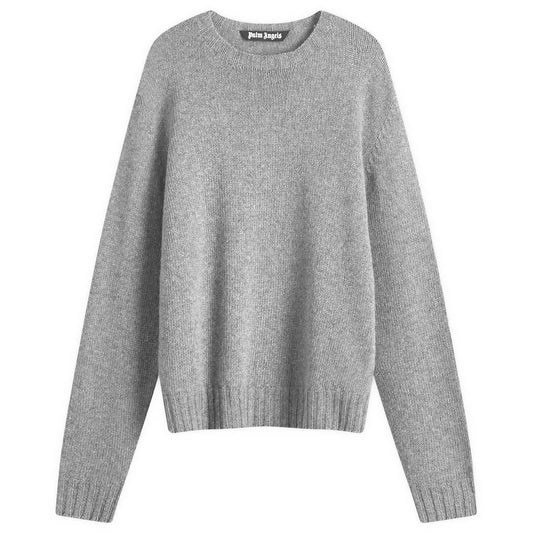Curved Logo Melange Crew Knit