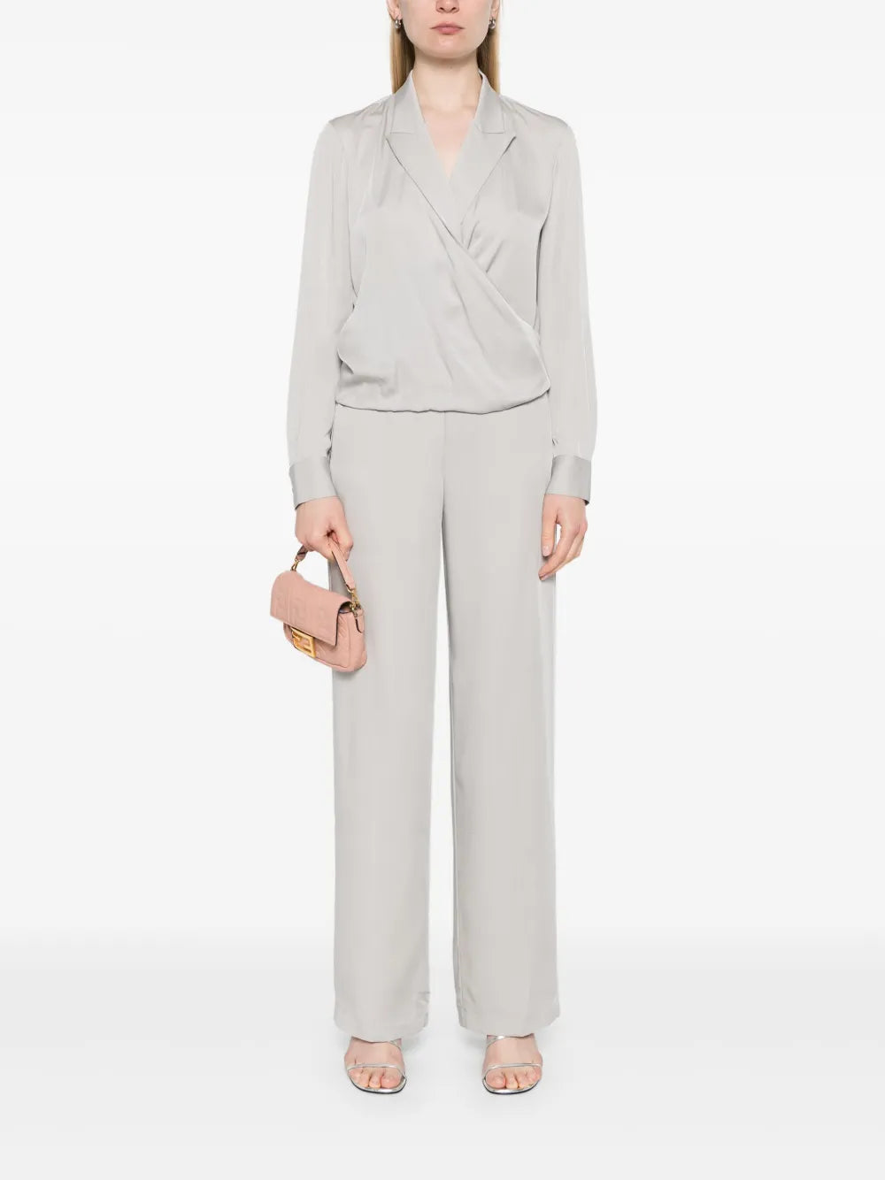 Peak Lapel Wrap Blouse