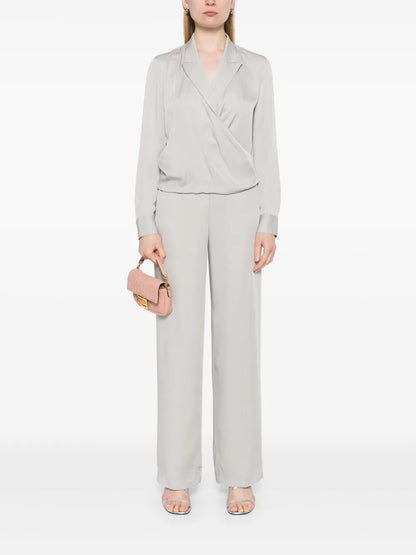 Peak Lapel Wrap Blouse