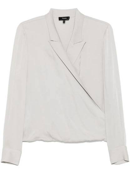 Peak Lapel Wrap Blouse