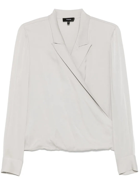 Peak Lapel Wrap Blouse