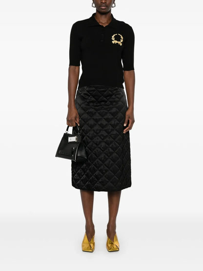 Motif-Embroidered Polo Top