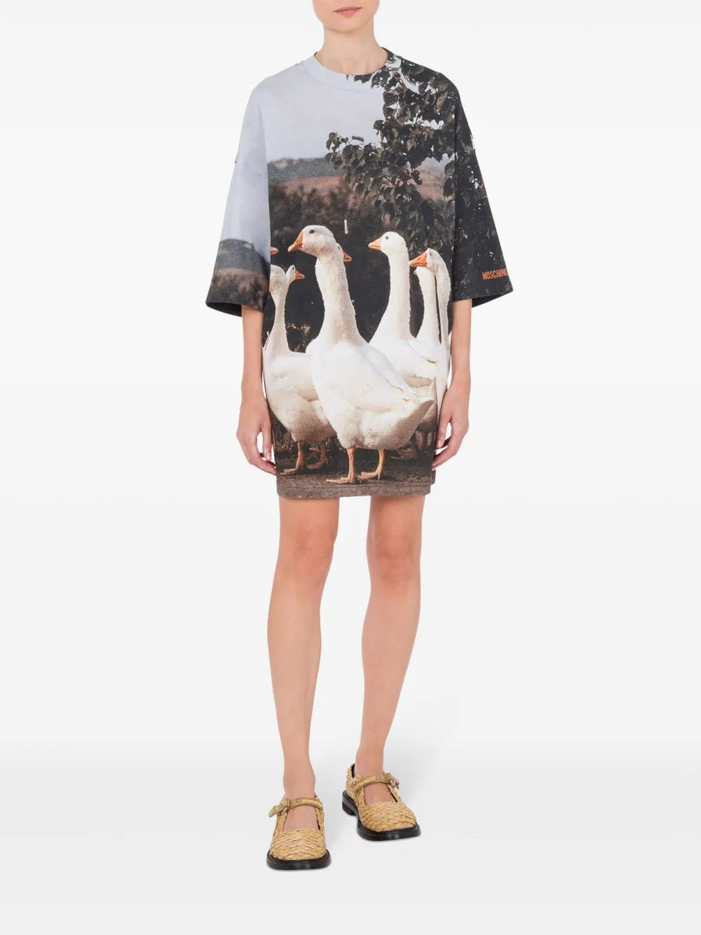 Goose-Motif Mini Dress