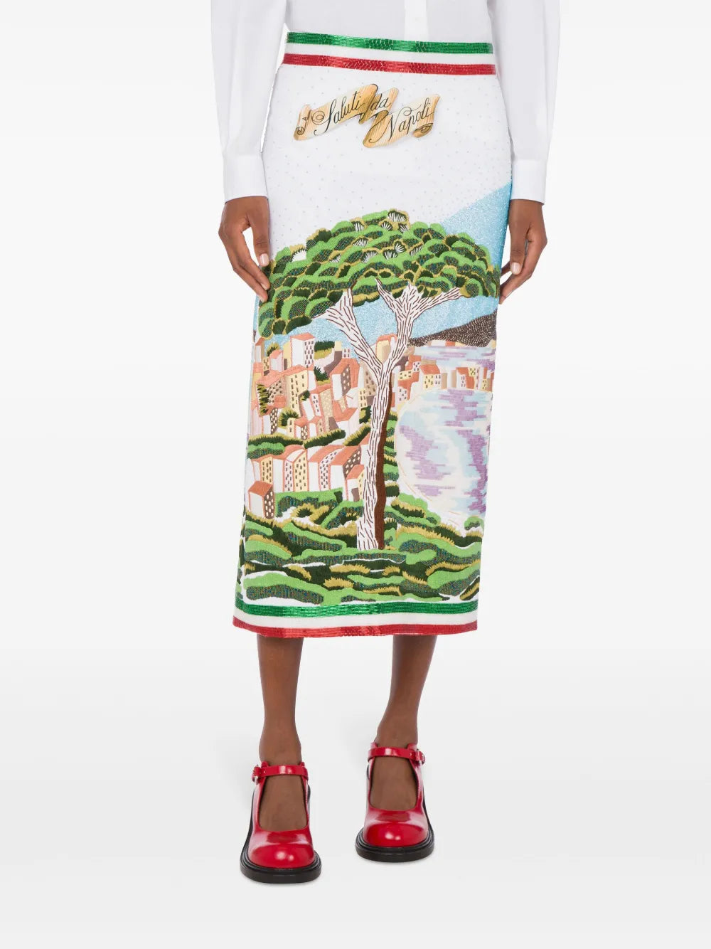 Bead-Embellished Midi Skirt