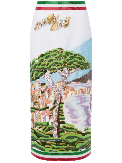 Bead-Embellished Midi Skirt