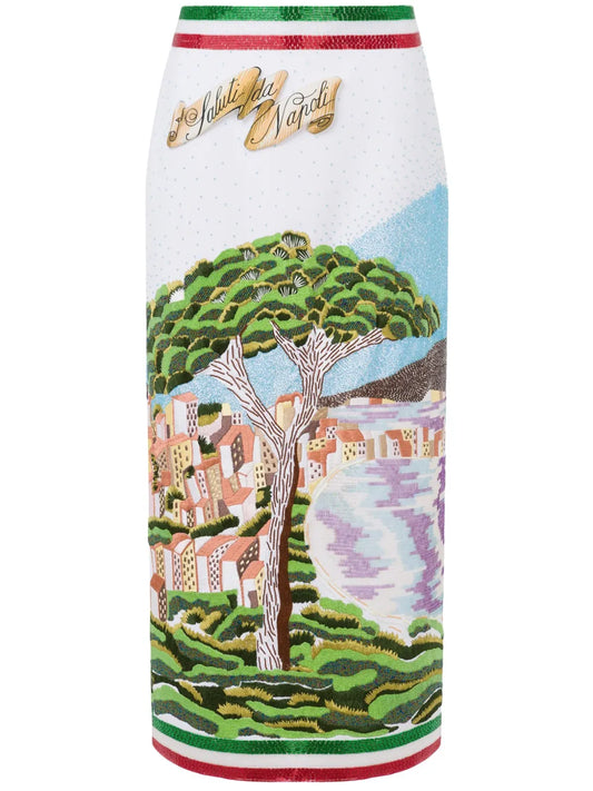 Bead-Embellished Midi Skirt