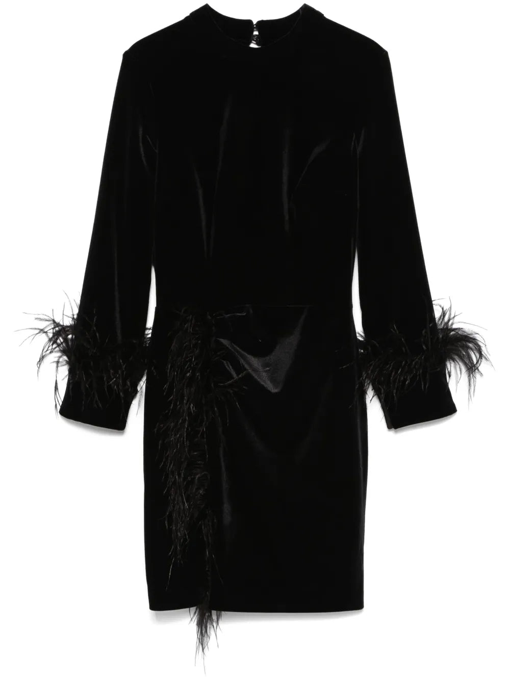Ostrich-Feather Velvet Mini Dress