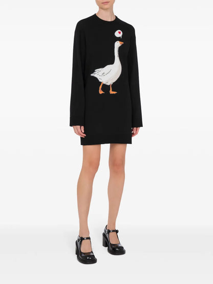 Goose-Motif Mini Dress