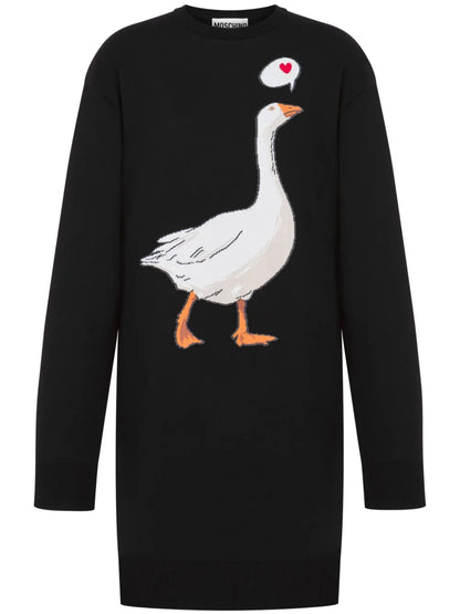 Goose-Motif Mini Dress
