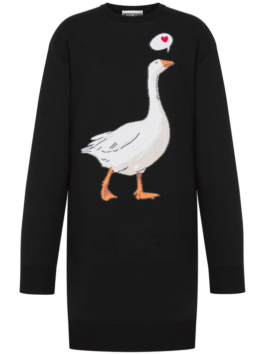 Goose-Motif Mini Dress