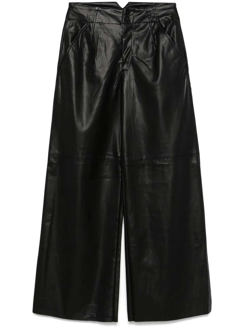 Faux-Leather Wide-Leg Trousers