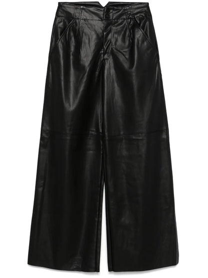Faux-Leather Wide-Leg Trousers