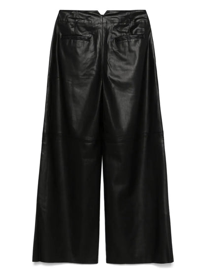 Faux-Leather Wide-Leg Trousers