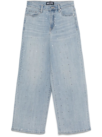 Stud-Embellished Wide-Leg Jeans