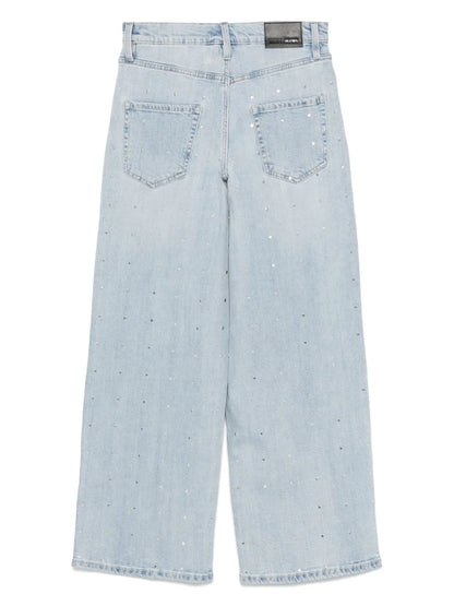 Stud-Embellished Wide-Leg Jeans