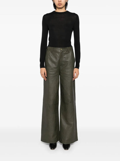 Embossed Wide-Leg Trousers