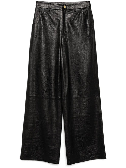 Embossed Wide-Leg Trousers