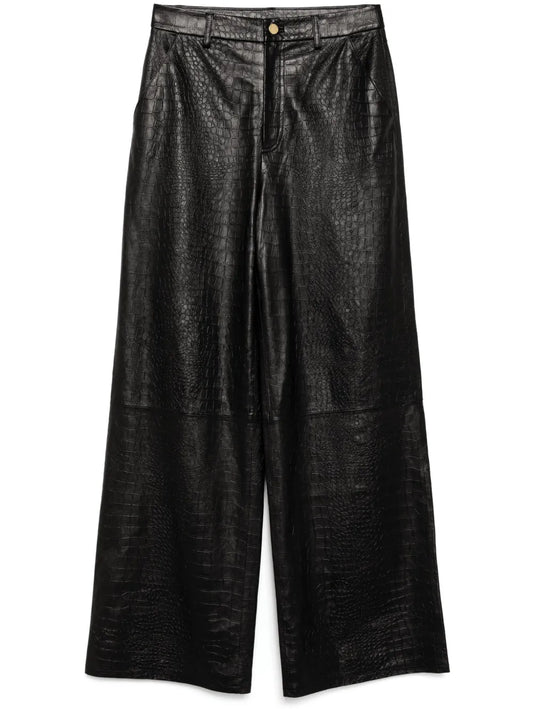 Embossed Wide-Leg Trousers