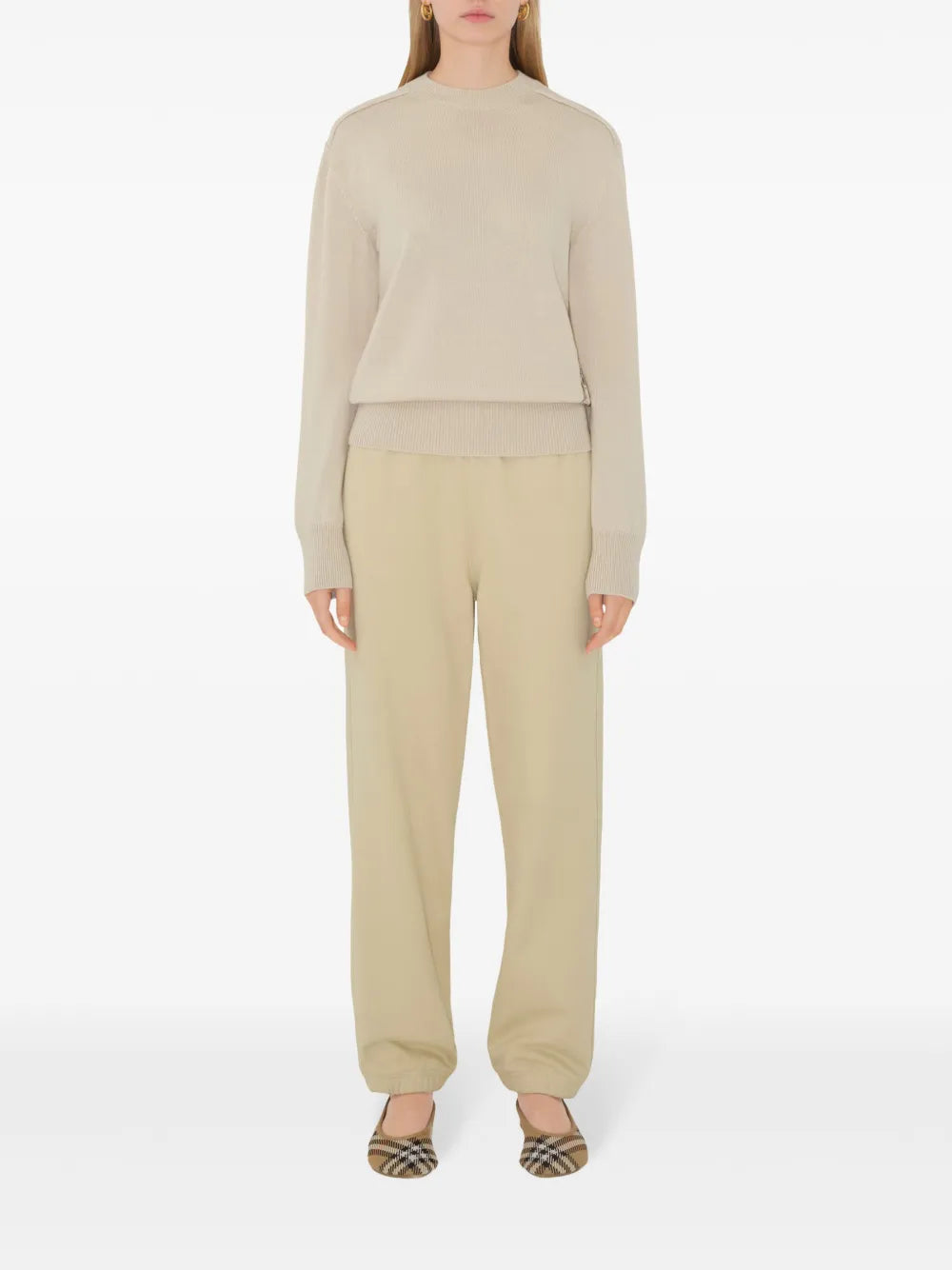 Check-Label Cotton Track Pants