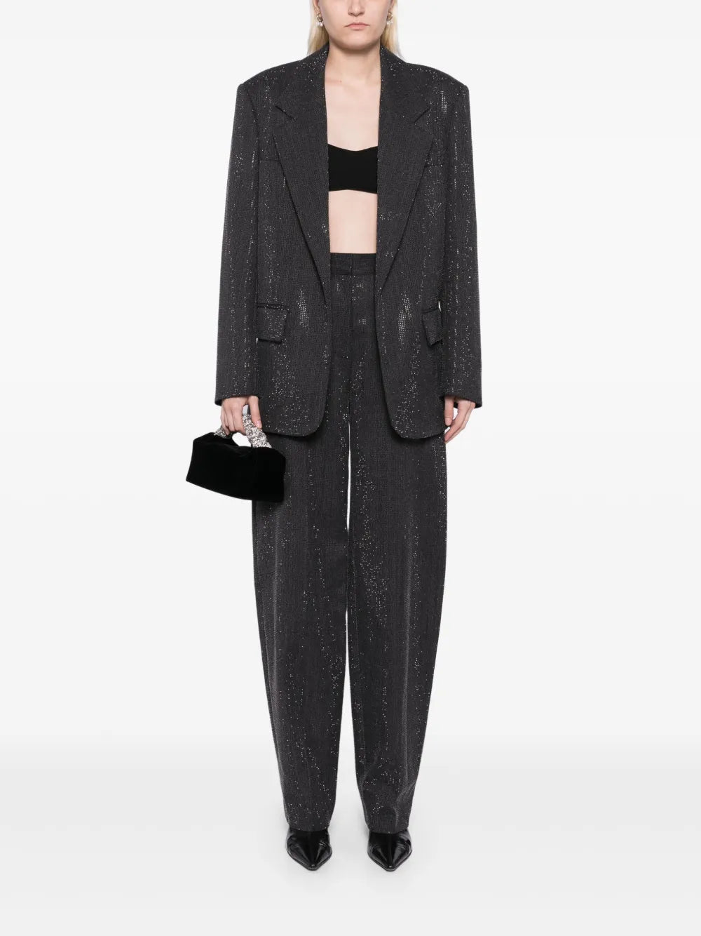 Clear Bead Hotfix Cropped Blazer