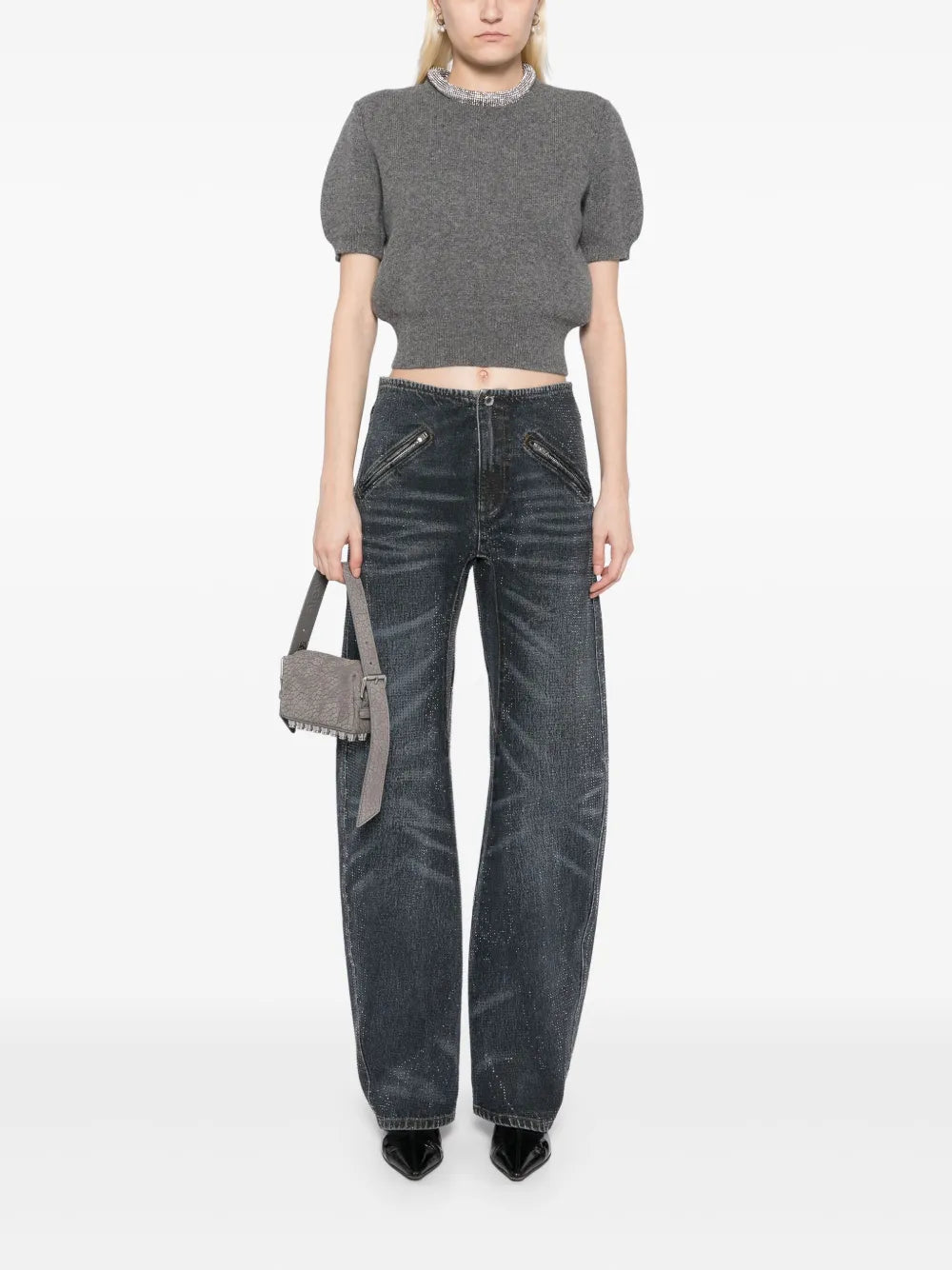 Rhinestone-Embellished Jeans