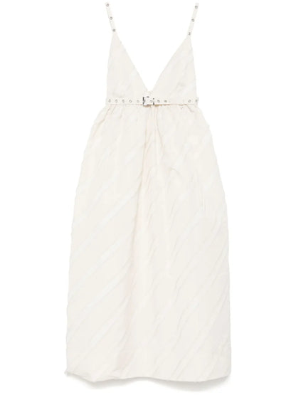 Stripe-Pattern Midi Dress