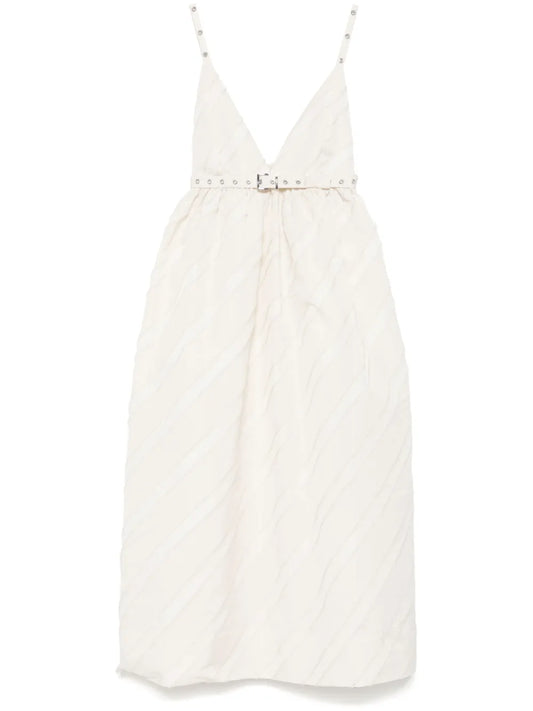 Stripe-Pattern Midi Dress