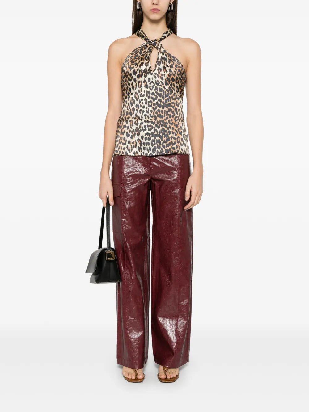 Leopard-Print Satin Top