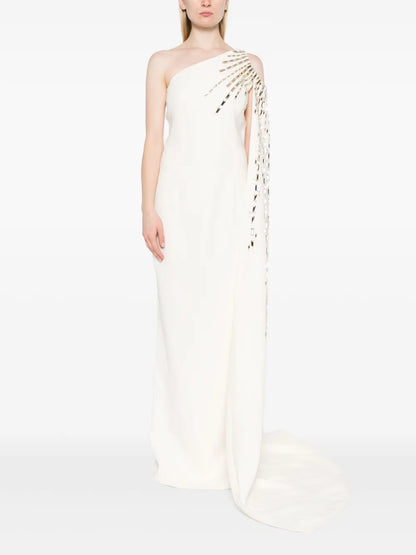 Crystal-Embellished Crepe Dress