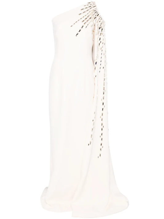 Crystal-Embellished Crepe Dress