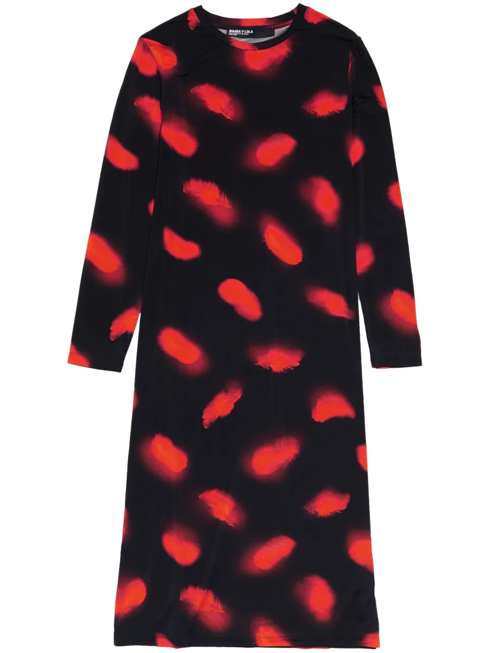 Feather-Print Midi Dress